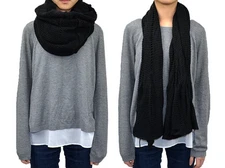 Dual Purpose Crochet Knitted Winter Scarf Infinity Solid Color Warm Fashion