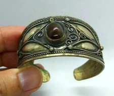 Old Vintage African Berber Tuareg Tribal Cuff Bracelet Gemstone Ethnic Boho
