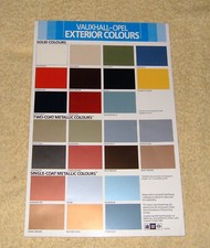Vauxhall-Opel paint colours October 1984, Nova, Astra, Cavalier, Manta, Monza