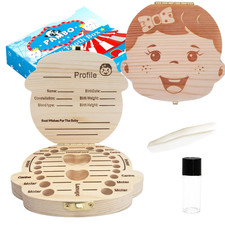 Baby Tooth Box Keepsake for Girls,Wooden Tooth Storage and Saver Box for Lost Te