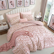 Cheetah Print Comforter Set Queen, Luxury Leopard Print Bedding, Beige