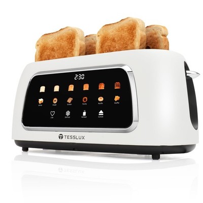 Tesslux 4 Slice Toaster with Touch Screen Control, 1.5'' Wide Long Slots, 6 Br...