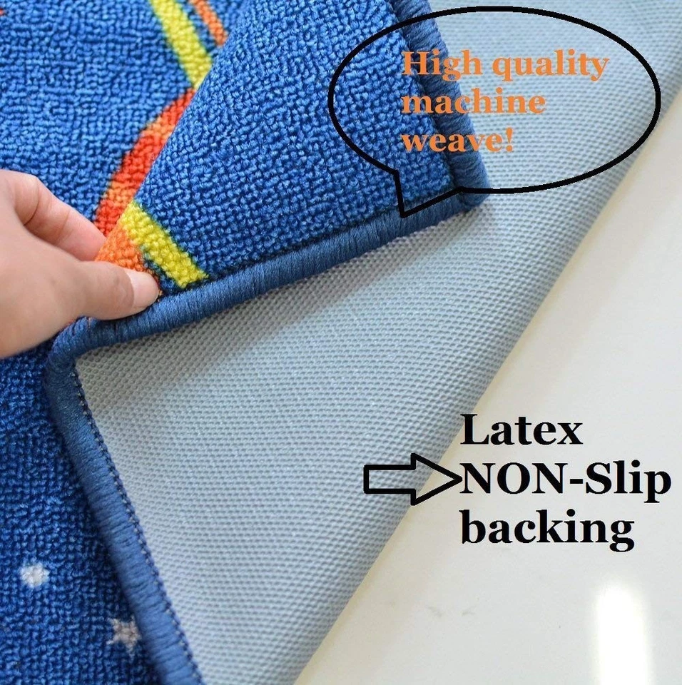 Blue Solar System Kids Area Rug Educational Learning Carpet Fun Rug Children ... - Image 3 of 4