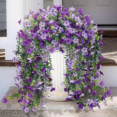 Artificial Hanging Flowers for Outdoors Faux Plants Spring Porch Decor 2 Pcs