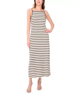 1.State Square Neckline Sleeveless Beaded-Strap Maxi Dress Women's 2 Ivory/Black