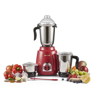 GEEPAS 600W 3-in-1 Indischer Mixer Mahlwerk Edelstahl Gläser & Klingen Trocken & Nass