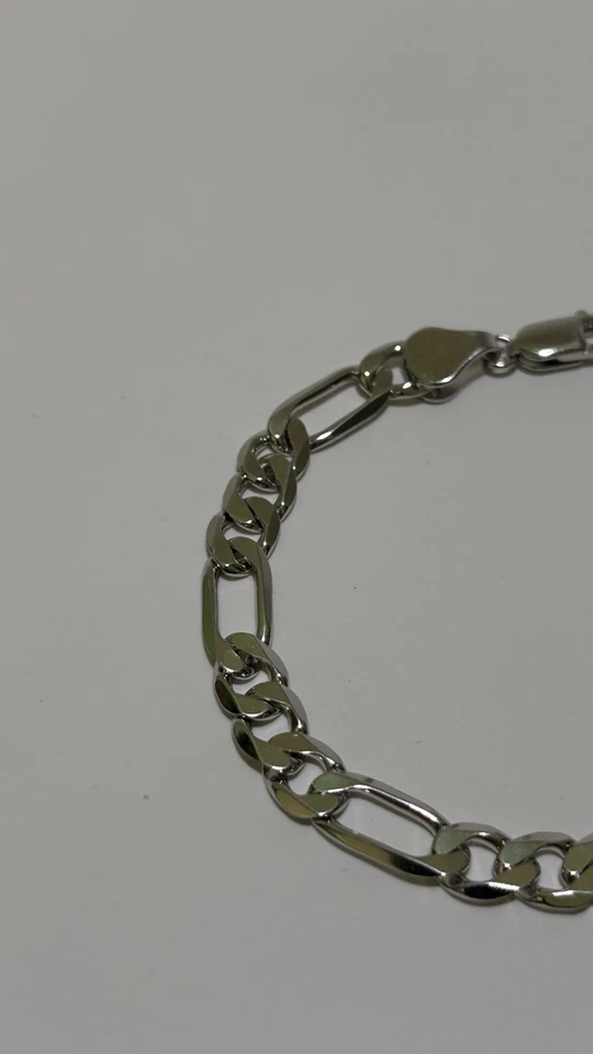 Brazalete de eslabones Figaro plata de ley 925 - 8” - 7 mm - 13,5 g - acabado rodio Foto 4 de 4