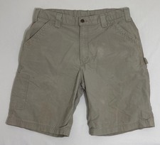 VTG Carhartt Carpenter Shorts Men 34 B147 Tan Duck Canvas Work Grunge Distressed