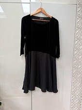 Phase Eight Black Part Velvet Dress Size UK 14 Party Evening