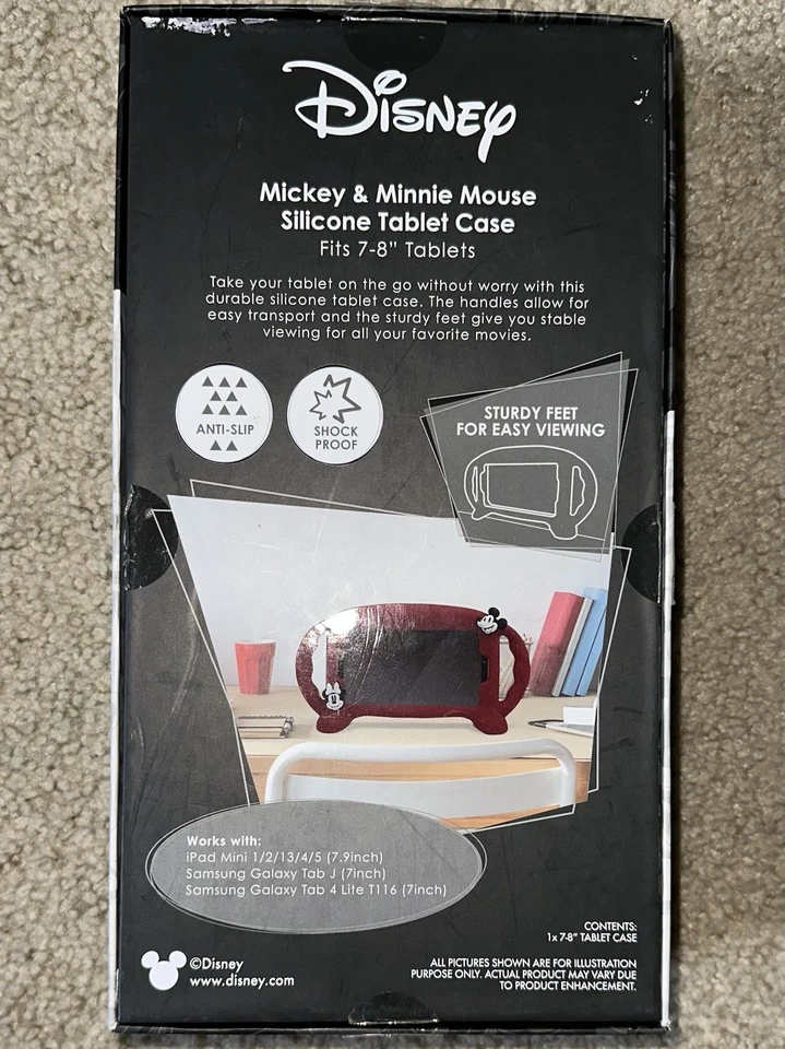 New Disney Mickey & Minnie Silicone Tablet Case Fits 7-8” Tablet iPad MiniGalaxy - Image 2 of 3