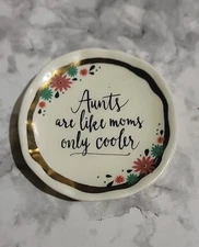 Ceramic Ring Trinket Dish Decorative Flowers Gold Trim Aunts Moms But Cooler Vtg