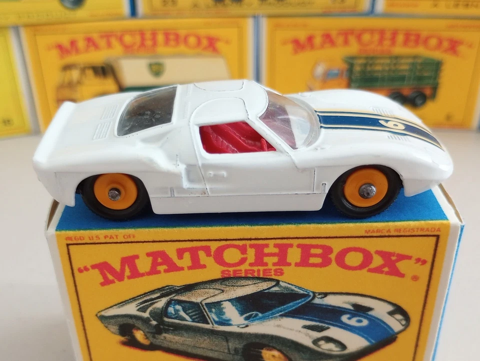 🔥1965 Lesney Matchbox #41 Ford GT40 COCHE DE CARRERAS ~ Blanco ~ ¡COMO NUEVO!!!🔥 Foto 2 de 4