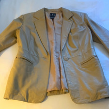 I.N.C. International Concepts Beige Blazer Jacket Button Lined Pockets Size 4