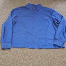 Cherokee Workwear Revolution Scrub Jacket Womens XL Royal Blue Zip Front Medical