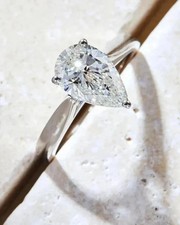 1.80 Ct Pear Cut White Moissanite Prong Setting Wedding Ring 925 Sterling Silver