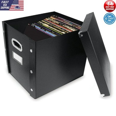 Vinyl Records Storage Box 75 LP A-Z Guides Collapsible Black Adult SNS02071 New
