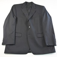 Chaps Ralph Lauren 44R Black 100 Wool Silver Button Blazer Jacket Sport Coat