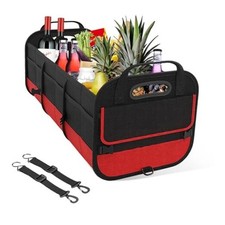 Car Trunk Organizer, Large Capacity Collapsible Cargo Organizer Black  Red
