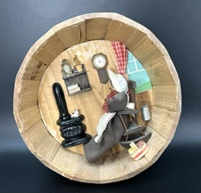 Vintage 3D Wood Carving Shadow Box