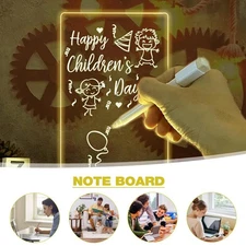 Light Up Dry Erase Board Desktop Note Board With Pen LED Letter Message Gifts