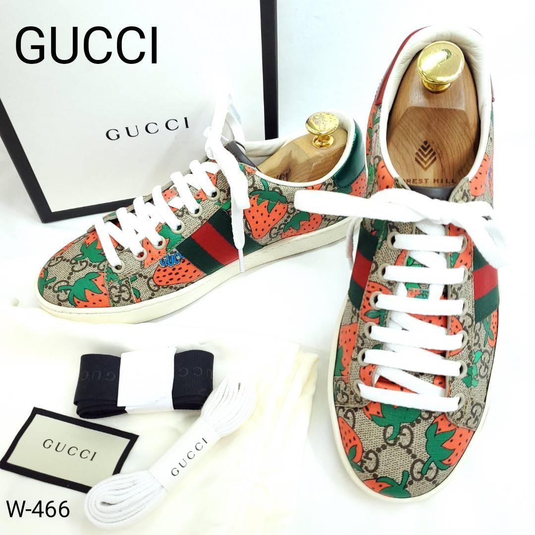 GUCCI Sneakers Size 22.5cm Strawberry GG Supreme Leather | eBay