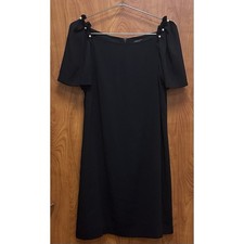 Ann Taylor Pearl Accent Puff Sleeve LBD Little Black Dress Mini Women's Size 10