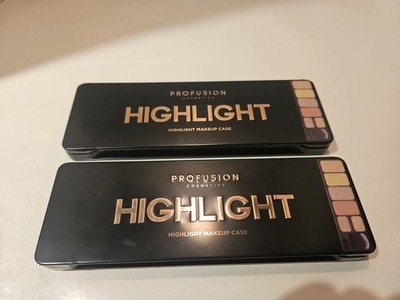 Lot of 2 PROFUSION Cosmetics 6 Shades Highlight Palette & Brush - Brand New