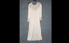 Vintage Sears Womens Nightgown Small Pink Lace Trim Long Sleeve Maxi Sleepwear