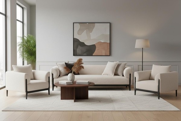 Beige Sofagarnitur 3+1+1 Sitzer LuxusmöBel Wohnzimmer Sofa Set Komfortabel-image