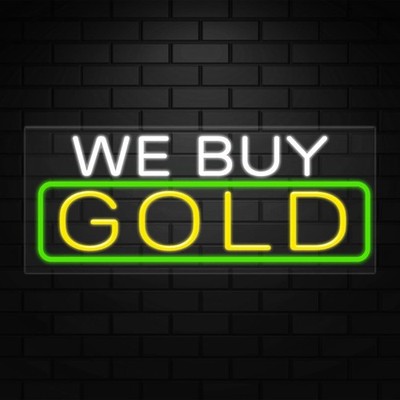 We Buy Gold Sign for Business Displays | LED Flex Neon | 32''W x 13''H x 1''D