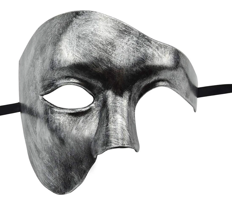 Herrenmaske Maskerade Maske Phantom der Oper Halbmaske Silber - Bild 2 von 4