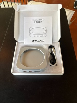 Dralaw Mac Mini Docking Station Stand USB-C Hub Enclosure Model DK5A1 - Silver