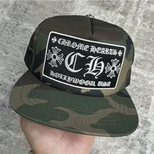 Chrome Hearts Gothic Style Camo Cross Patch Snapback Trucker Hat OS