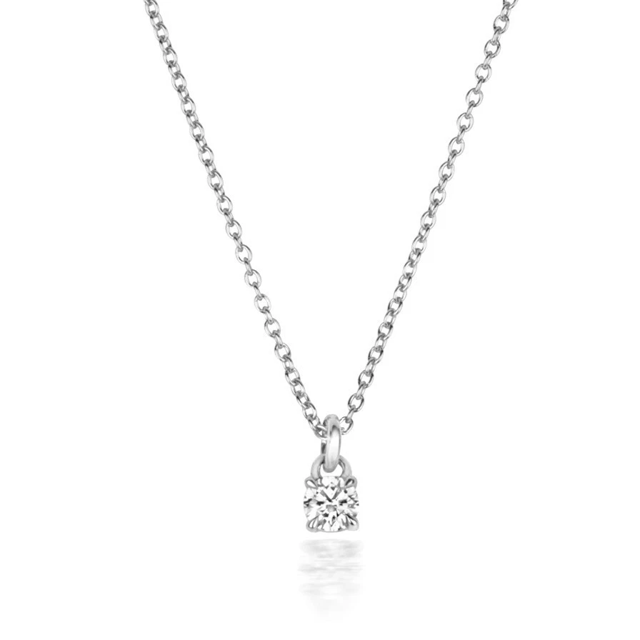 1 collar de diamantes naturales de 4 garras de oro blanco de 18 quilates con sello hecho en Gran Bretaña Foto 2 de 4