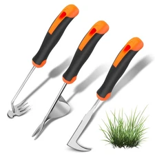 Upgraded Stainless Steel Hand Weeder Tool with Soft Rubber Grip | Manual Weed...