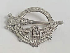 Vintage c1950s Dublin Solid Silver Irish Tara Celtic Brooch Badge Hallmarked