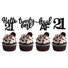 24 Pack 21st Birthday Cupcake Toppers Hello 21st Twenty one Legal 21st Cupcak...