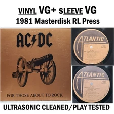 AC/DC For Those About to Rock LP Atlantic 1981 VG+ Vinyl Masterdisk RL #92o