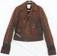 Vintage Y2K Diesel Brown Denim Biker Style Jacket Women's S
