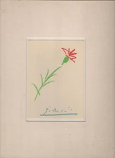 Pablo Picasso 4X6" Litho Print Nouvelles Images FRANCE w/ Matting Vtg Carnation