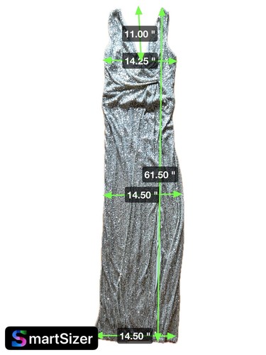 STUNNING Silver Sequin Champagne Formal Dress Size M Prom USA Made Double V Long - Picture 10 of 10