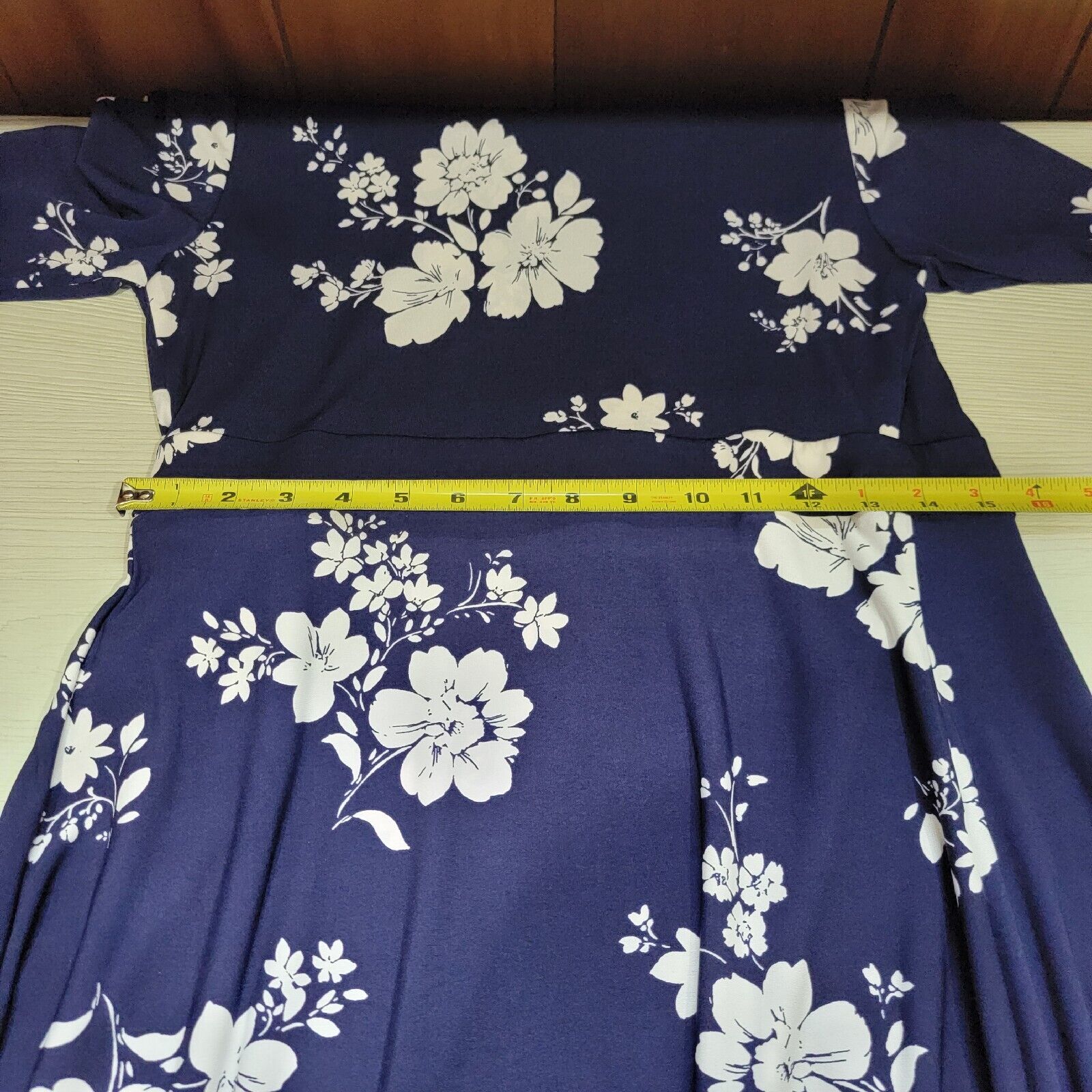 Vince Camuto A-line Wrap Dress Blue Floral Short … - image 7