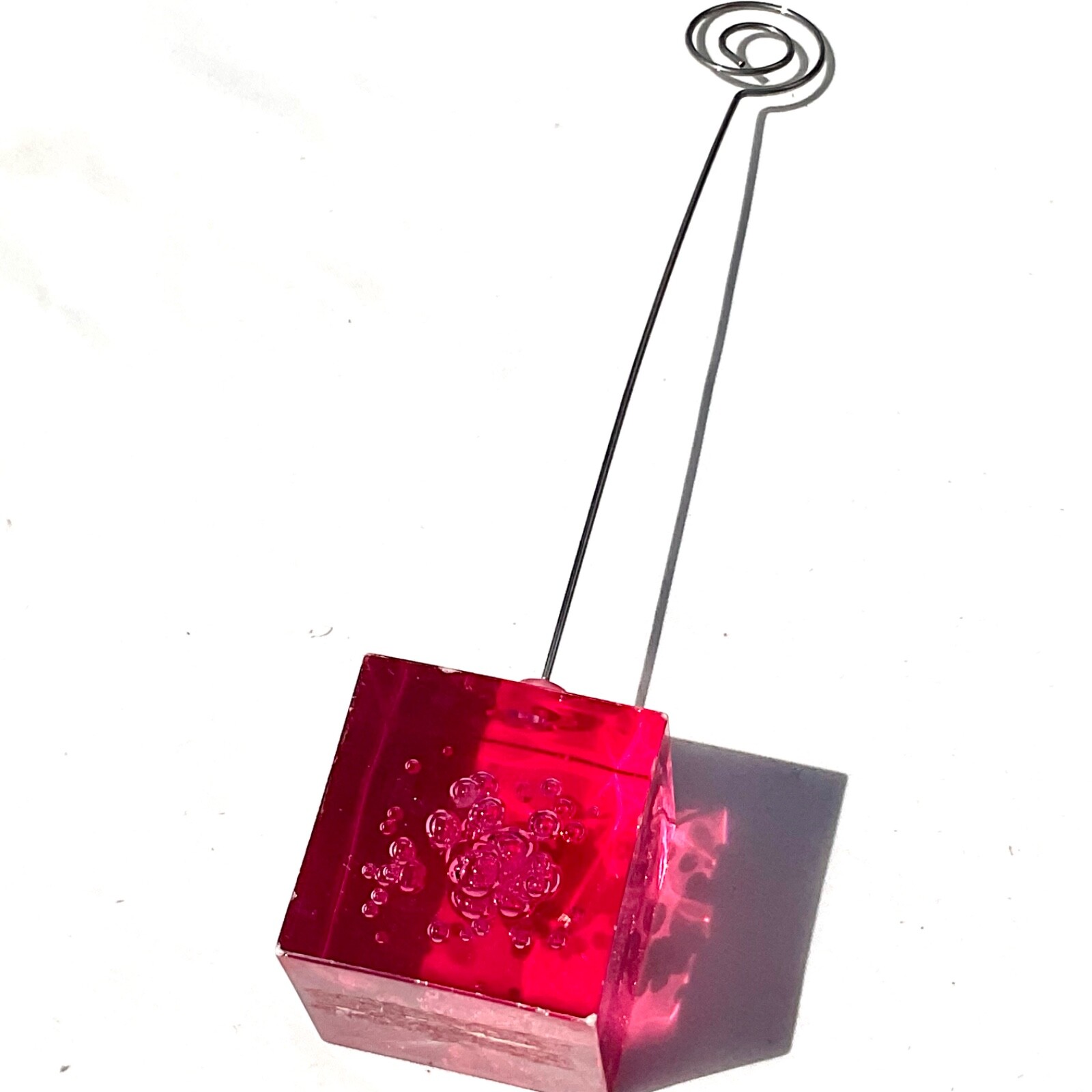 Retro Vintage Ikea Rojo Burbujas Cubo Foto Memo Amor Nota Soporte Menú Mesa Soporte