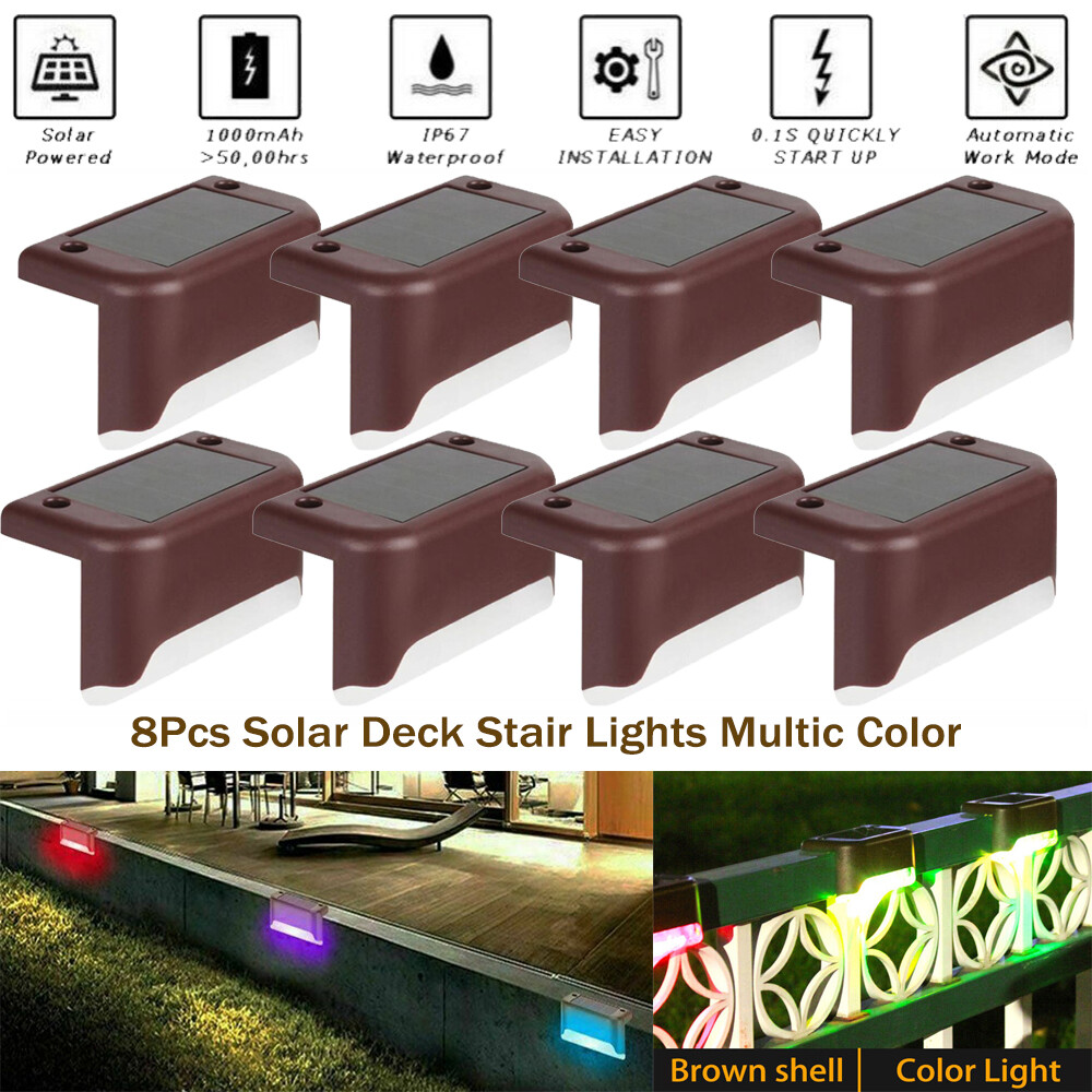 8Pcs Outdoor Solar Deck Lights for Outdoor Stairs Step Fence Yard Patio Pathway