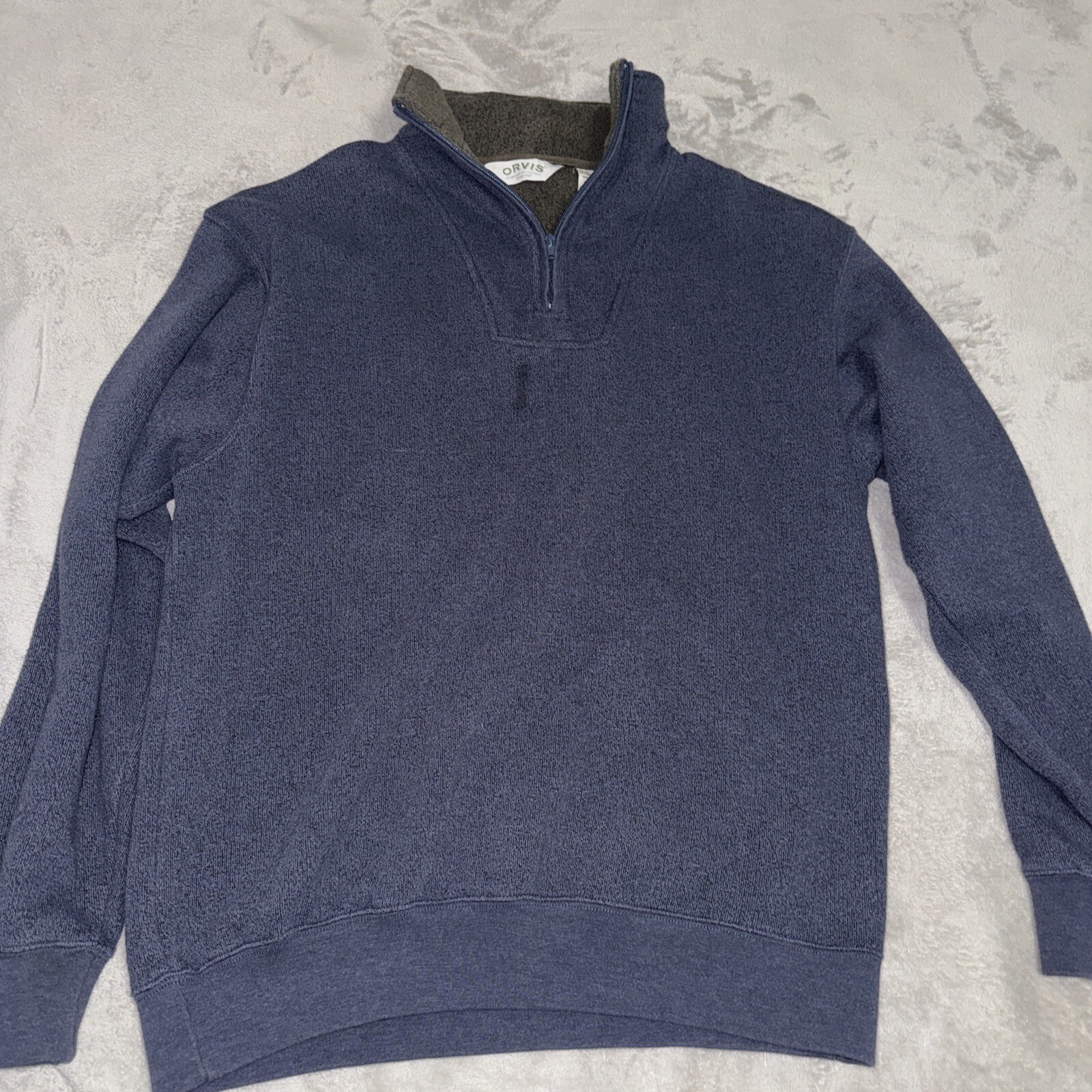 Orvis 1/4 Zip Pullover Sweater Navy Blue Mens Size L Large