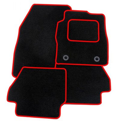 FITS KIA PICANTO 2011-2017 TAILORED BLACK CAR MATS WITH RED TRIM