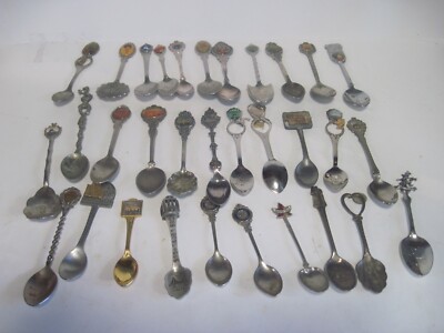 Souvenir Spoons Different States, Places, Styles Lot Of 32 Estate Sale Find