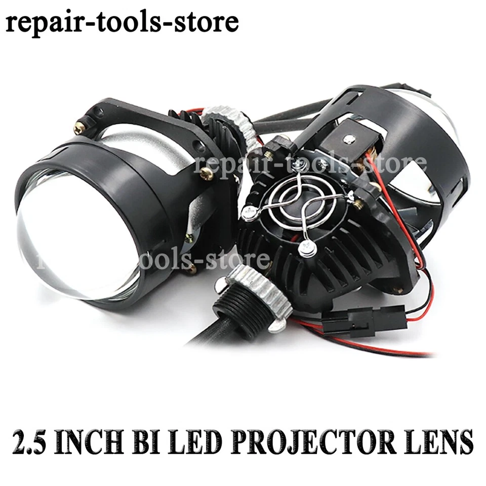 Faro 2.5 pulgadas Bi LED Proyector Lente + Fundas Plateadas 70W Retrofit Universal Foto 2 de 4
