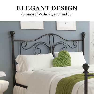 #ad Twin Full Queen Metal Bed Frame with Butterfly Headboard and Footboard $140.99