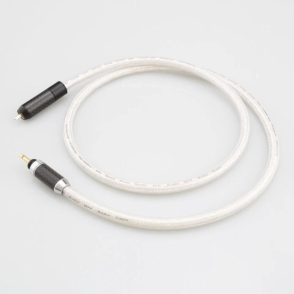 Pure Solid Silver 75 Ohm RCA Hifi Digital 75 ohm Cable 3.5 to RCA Coaxial MOJO - Image 3 of 4